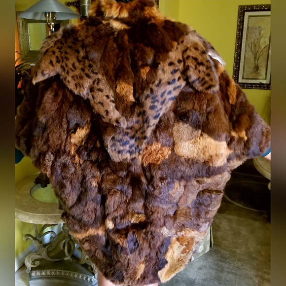 Winner's Circle vintage multi-color patchwork Fur coat Cape - Picture 5 of 16